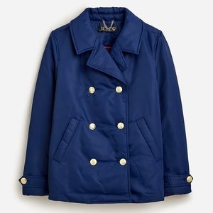 J.Crew Peacoat puffer jacket in lightweight shiny nylon BU111